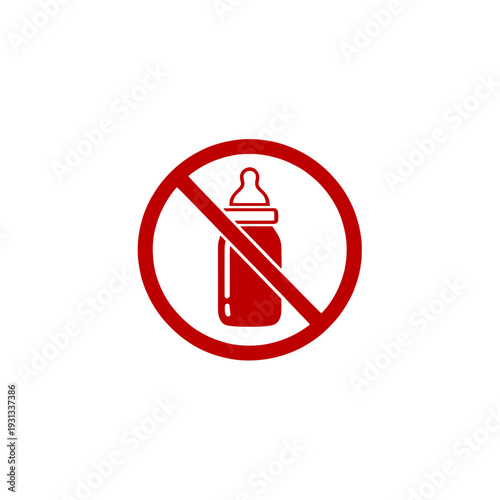 Red Prohibited Baby Bottle Icon for App UI