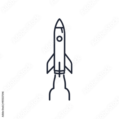 Rocket Launch Vehicle Line Icon for App UI