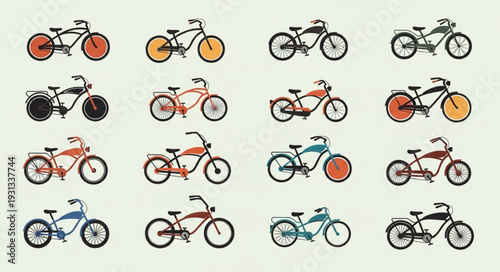 Collection of various bicycles and cycles in different styles.