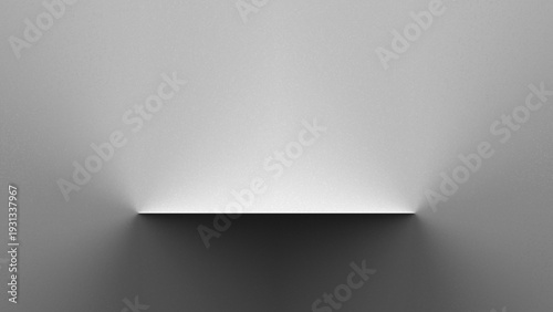 Abstract vector luxury podium for product presentation featuring a shining shelf in a dark gray room interior with a modern noise wall background texture.