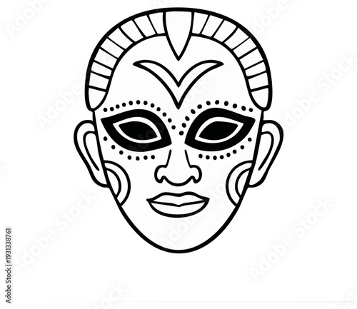 Tribal Mask with Decorative Dots and Geometric Patterns
