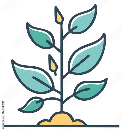 Seedling Plant Growing from Soil Simple Icon Agriculture Gardening