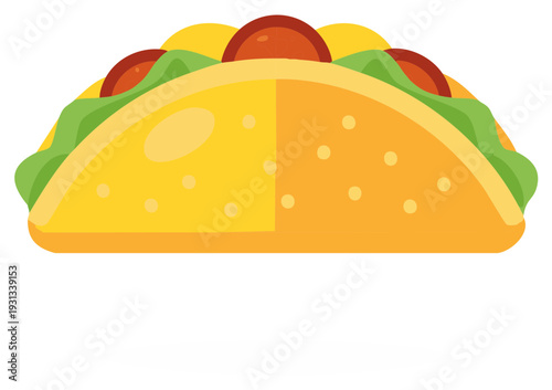 Delicious Taco Filled with Vegetables and Meat Illustration Mexican Food Freshness