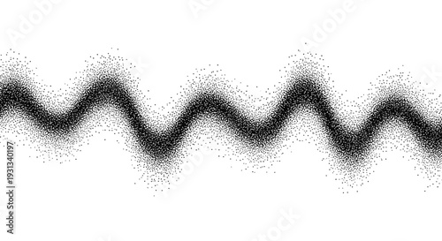 black stipple wave pattern forming an abstract granular design on a clean white background ideal for modern technology and data concepts.