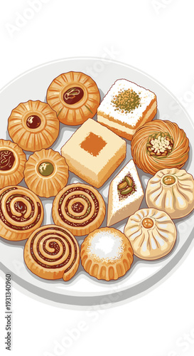 Assorted Cookies and Pastries on Plate.