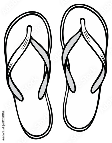 Pair of Summer Flip Flops Footwear Illustration Beach Shoes Clothing Accessory Summer Vacation Design