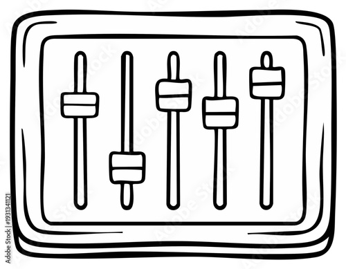 Graphic illustration of audio faders and sound mixer controls