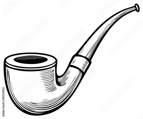 Vintage smoking pipe illustration, detailed engraved style, retro design