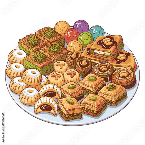 Assorted Pastries and Cakes on Plate.