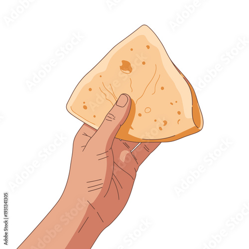 Hand holding a slice of pizza.