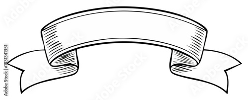 Hand Drawn Scroll Ribbon Banner Sketch Artistic Decoration Element