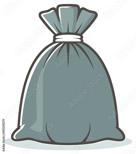 Closed Grey Sack with Rope Tie