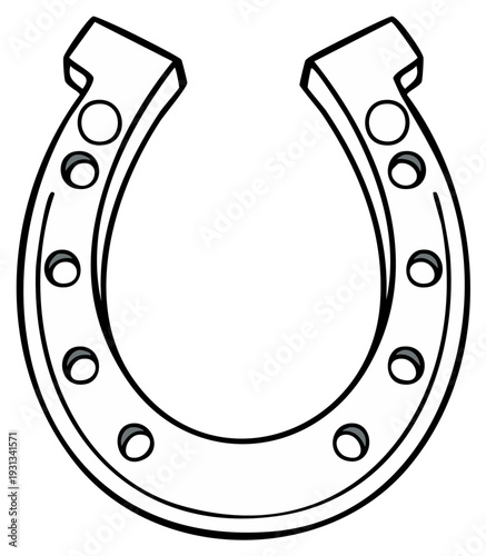 Classic Metal Horseshoe Outline with Nail Holes for Luck and Protection