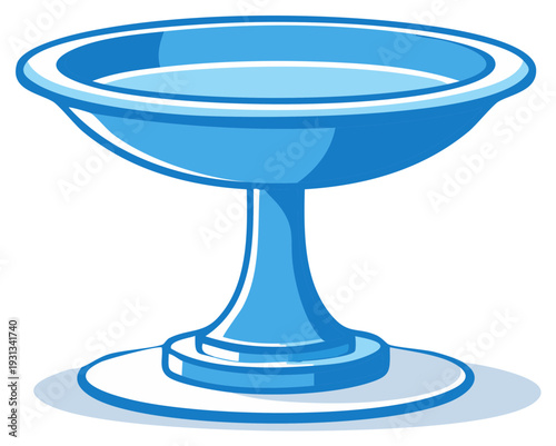 Empty Blue Pedestal Bowl Illustration Vector Graphic for Serving Food or Display