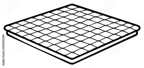 Simple outline drawing of a quilted mattress with diamond pattern