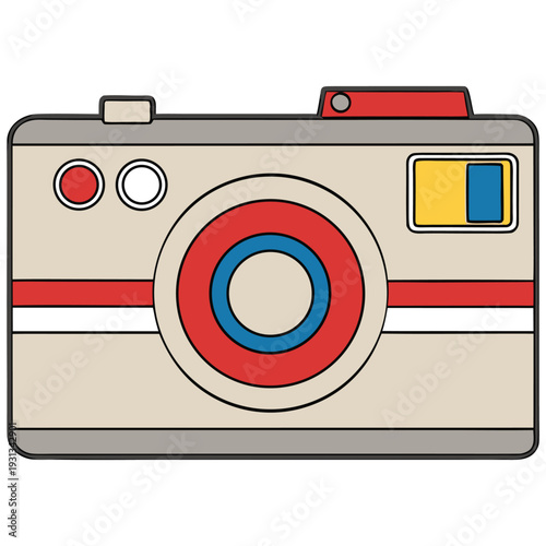 Flat Vector Illustration of a Retro Vintage Compact Camera