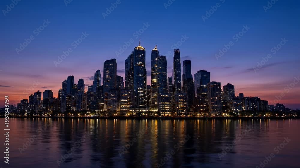 custom made wallpaper toronto digitalMagnificent city skyline reflecting in water during twilight with vibrant sky