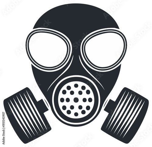 Gas Mask Simple Black and White Illustration for Protection, Safety, Pollution, and Emergency Preparedness Equipment
