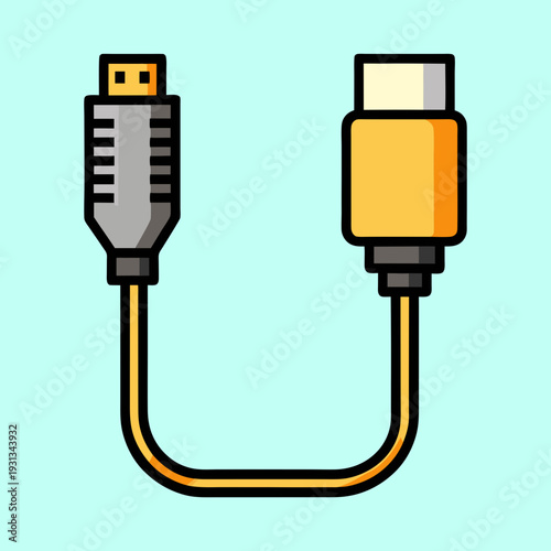 Vector illustration of an HDMI cable showing both sides with a light background
