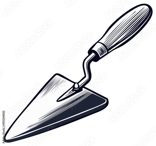 Engraved illustration of a trowel construction tool