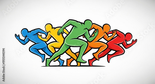 Diverse group of runners in a race competition.