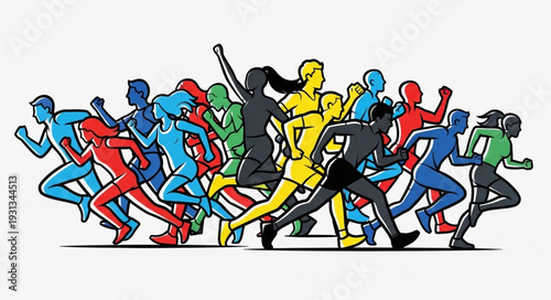Diverse group of runners in a race competition.