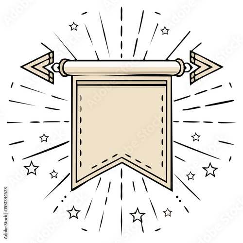 Vintage banner with starburst and arrow accents for graphic design