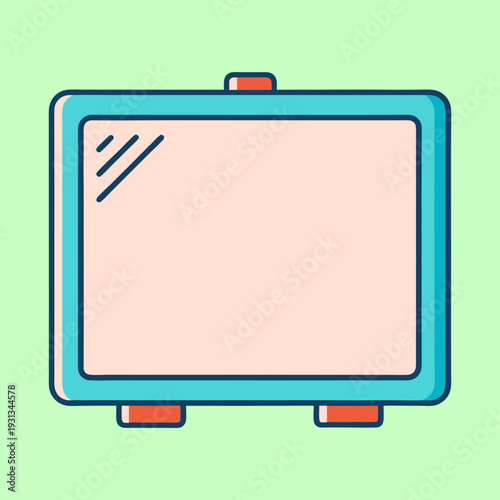 Retro cartoon flat screen TV illustration on a light green background