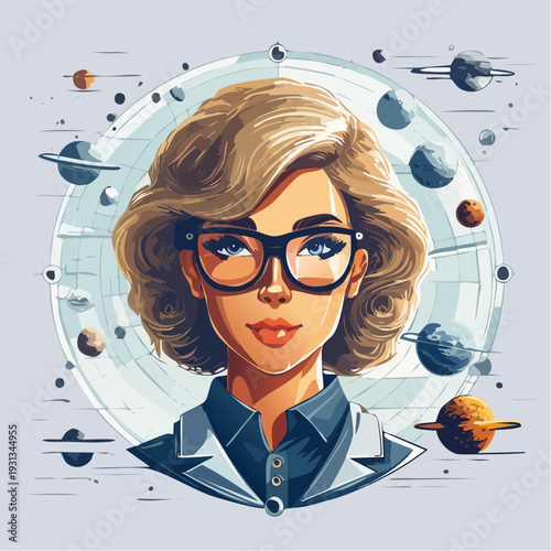 Modern vector illustration of an intelligent professional woman.