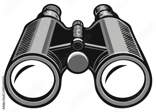 Close up of vintage binoculars with detailed shading and texture