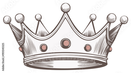 Vintage Crown Illustration Regal Royalty Symbol Jewel Ornamentation