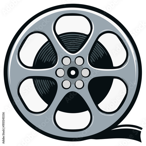 Vintage Movie Film Reel with Strip of Film