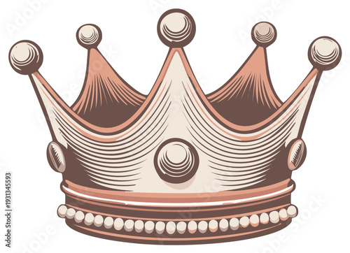 Elegant illustration of a royal crown with intricate details, classic vintage style.
