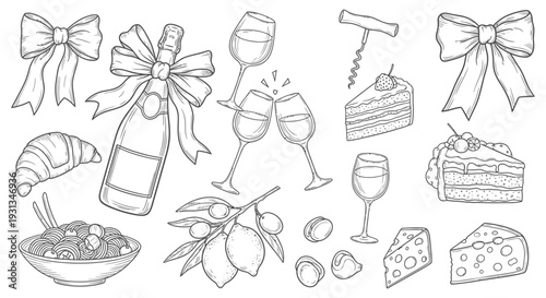 delightful celebration food and drink collection featuring champagne gourmet cakes and snacks perfect for special occasions