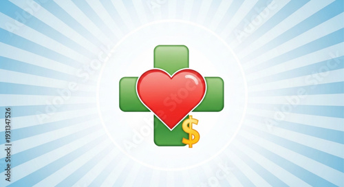 Medical Health Care Symbol with Money Sign.