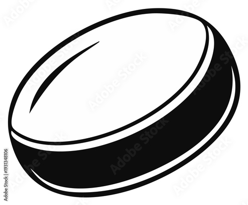 Black and white illustration of a single hockey puck