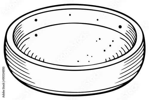 Ink drawing of a ceramic bowl, black and white illustration, simple design.