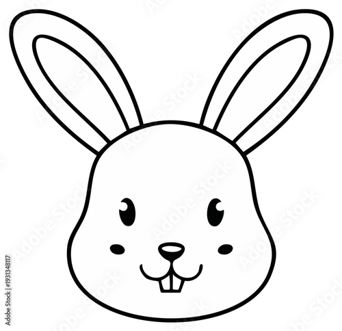 Cute cartoon rabbit face with big ears and buck teeth