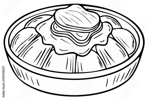Artistic Illustration of a Delicious Baked Apple Dessert with Topping