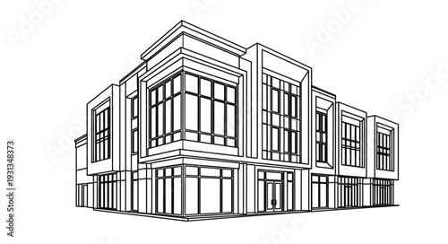 Modern Architectural Building Sketch Design.