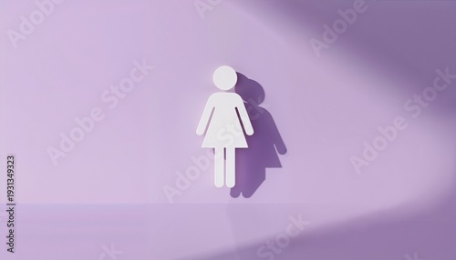 3D female gender symbol floating on pastel purple background minimal empowerment concept