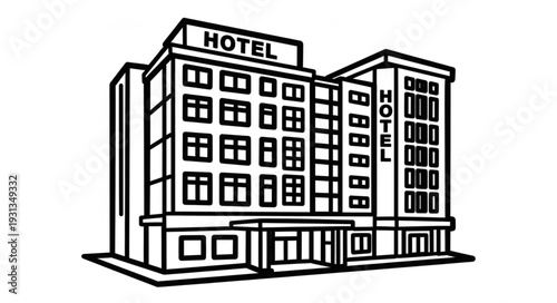 Modern Hotel Building Exterior Illustration.