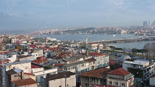Panoramic landscape with views of old Istanbul and Golden Horn Bay, Turkey
