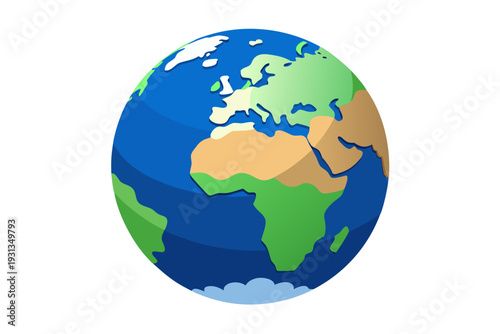 Illustration of the earth with continents and oceans
