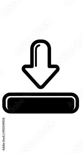 Download Arrow Over Bar Graphic,  Data Transfer Element Isolated on White Background, Digital File Downloaded, Internet Connection, Software Upgrade , Contemporary Style, Universal Icon, Uploading Web