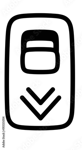 Elevator Going Down Illustration: Bold Graphic Symbol for Lifts and Transportation Systems, Modern UI Design, Signage with Directional Arrows, Download Icon, Minimalist Style for Mobile Apps, App Deve