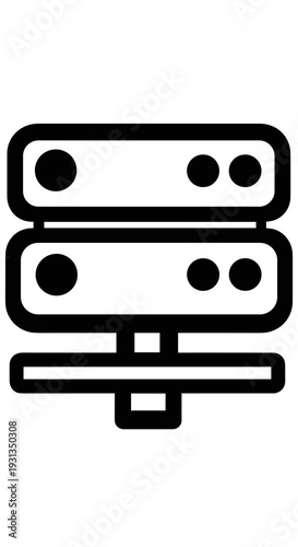 Data Server Hosting Network Infrastructure: IT Systems Stack Configuration for Cloud Computing, Machine Learning, AI, Cybersecurity, & Database Management. Simple Black Line Art Icon, Digital Storage