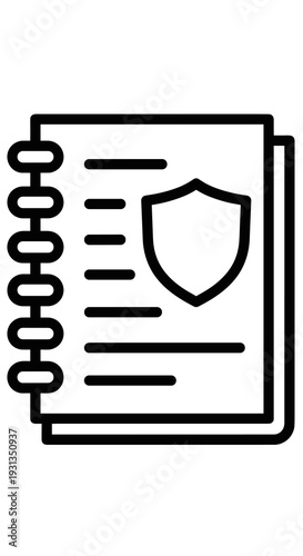 Security Policy Outline in Notebook: Protecting Information & Data Governance via Compliance Regulations, Cybersecurity for Business in Office Context. Contract Terms, Legal Guide, Insurance, Flat Des