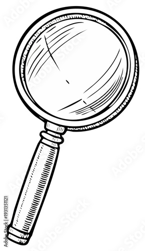 Vintage Magnifying Glass Doodle Illustration