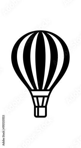 Striking Hot Air Balloon Ascending in Crisp Morning Air, a Symbol of Adventure and Freedom, Ideal for Travel, Event, or Celebration Designs, Detailed Vector Illustration, Line Art, for Educational and
